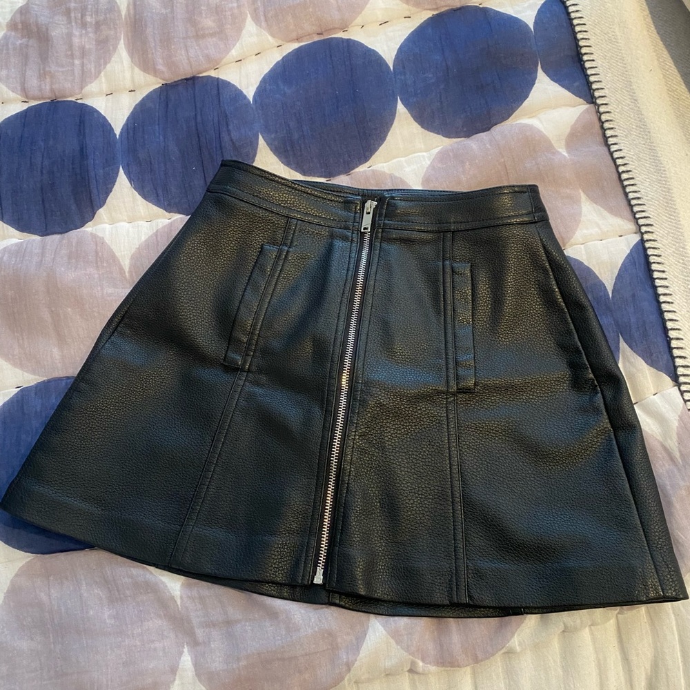 Black Bershka mini pleather skirt. XS